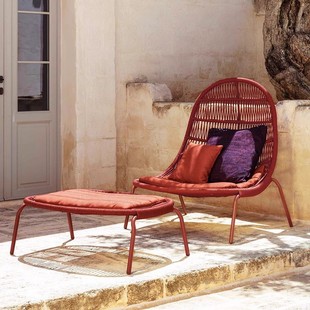 Outdoor Lazy Sofa Balcony Table and Chair Lounge Chair Garden Rattan Open-Air Outdoor Courtyard Sun Room Hotel Furniture