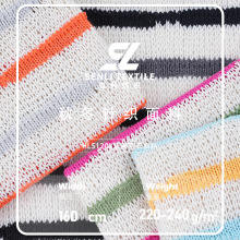 彩条毛线面料 220g240g棉涤拉架镂空弹力布横条开衫色织条纹面料