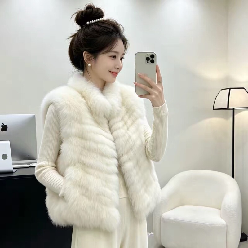 2026 Off-Season 100% Fox Fur Striped Craft Stand-Collar Fur Vest for Women, Short Style Fur Coat, Winter Special Offer 2026 Off-Season 100% Fox Fur Striped Craft Stand-Collar Fur Vest for Women, Short Style Fur Coat, Winter Special Offer