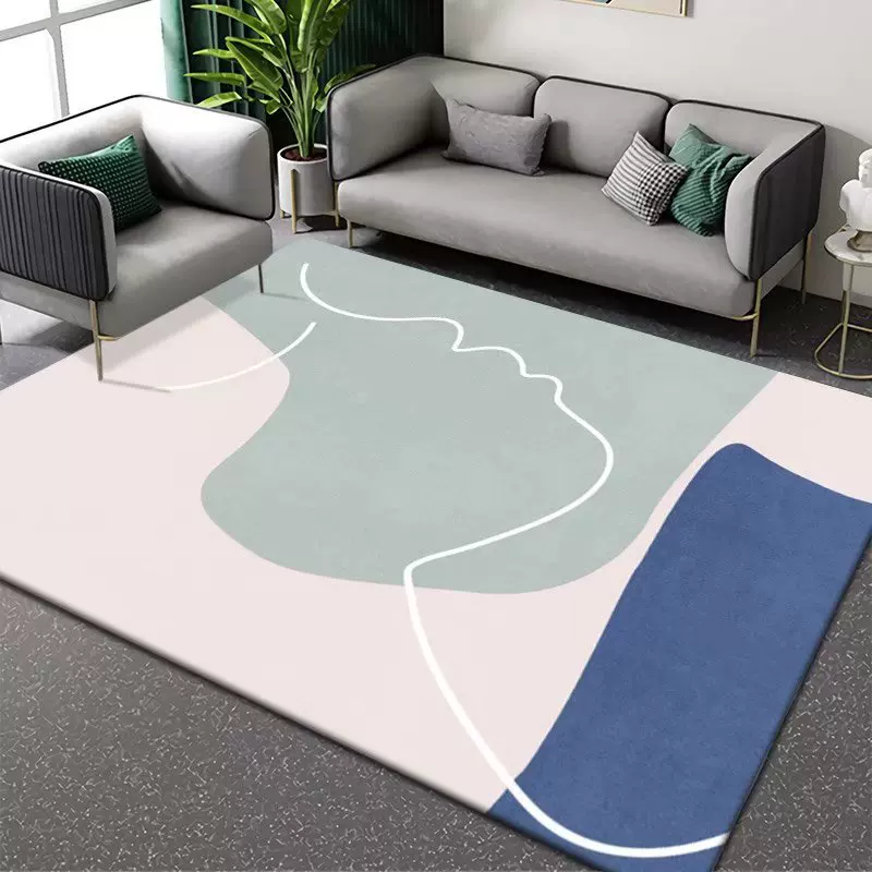 批发ins北欧水晶绒地毯 客厅抽象条纹家用地毯地垫沙发茶几地毯垫
