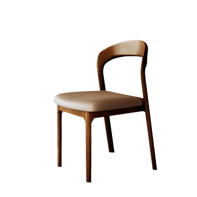 Silla de comedor de madera maciza medieval de color negro de nuez de madera de cera blanca italiana simple ligera silla de alta sensación silla de mesa de comedor casera