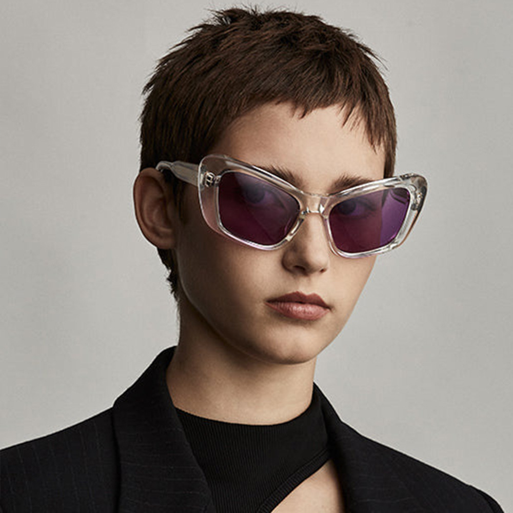 2024 nuevas gafas de sol europeas y americanas gafas de sol de ojo de gato de montura grande personalidad gafas de sol de viento ins sunglasses