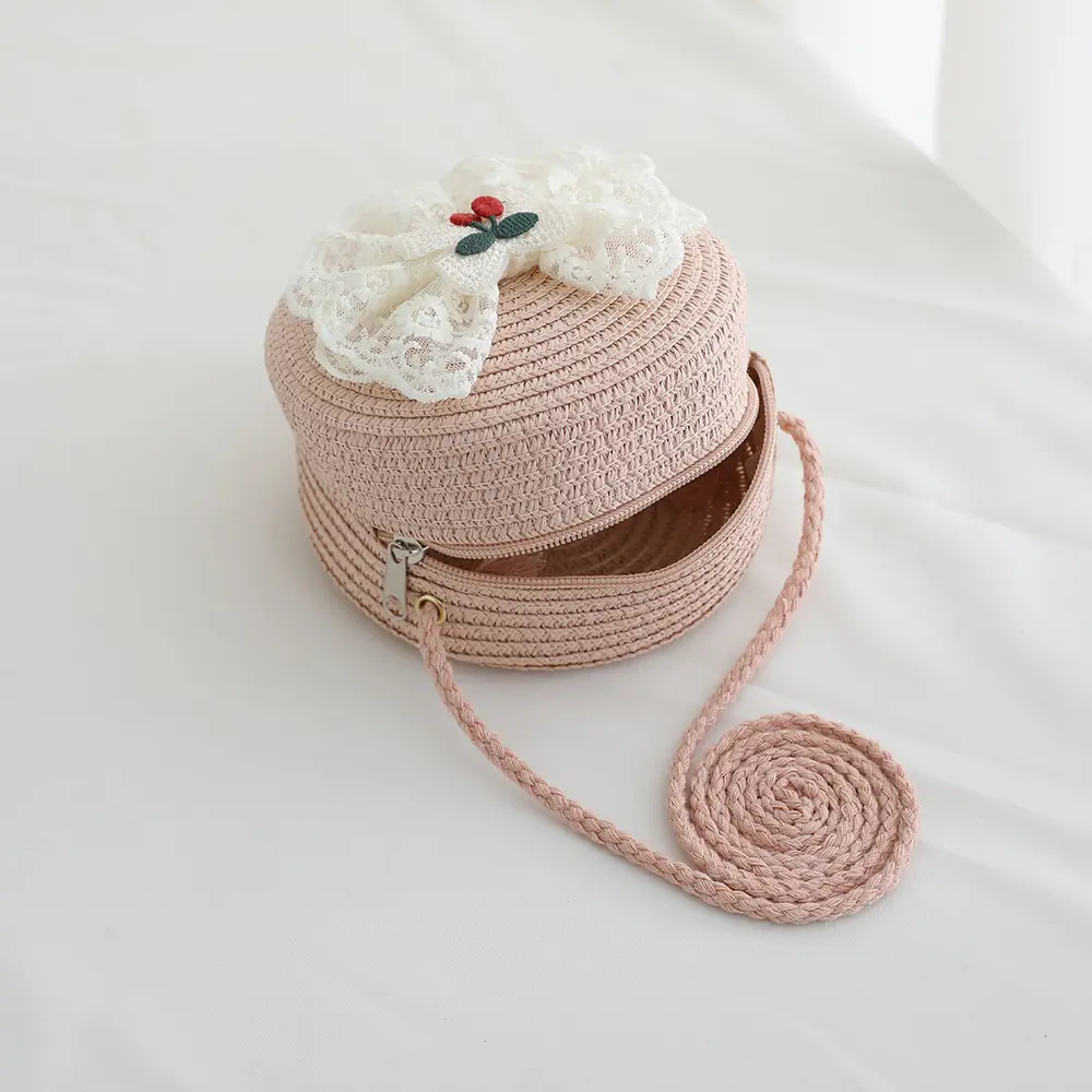 Sombrero de protección solar de paja de encaje de súper hada Sombrero para niños Sombrero para el sol Sombrero de playa para niñas Sombrero de paja para mujer de verano