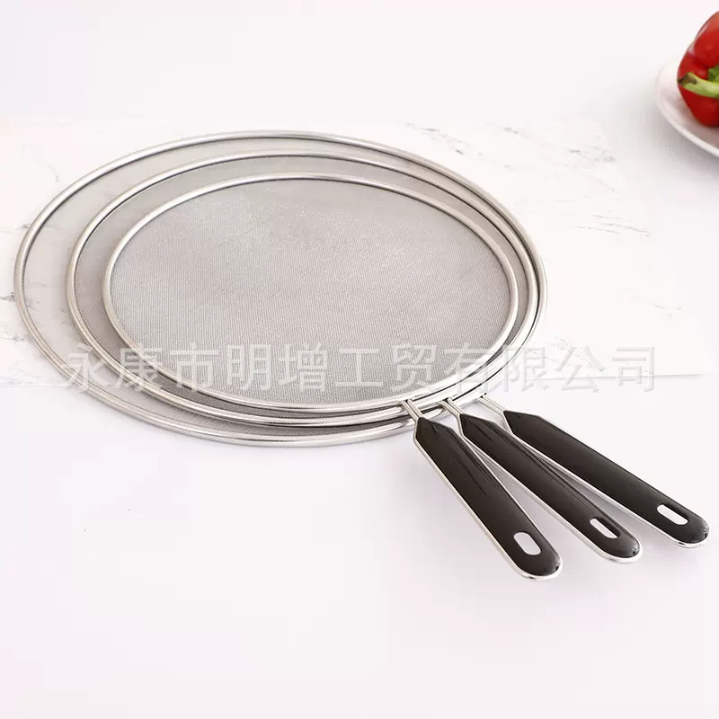 厂家直供不锈钢三角防爆盖 硅胶柄遮油盖挡油网罩油隔可滤水锅盖