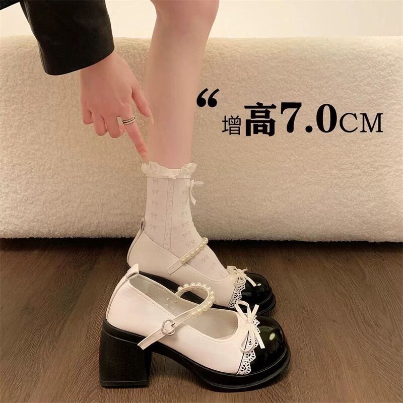French Retro Cream-Colored Mary Jane Shoes for Women 2026 New Style Thick-Soled Chunky High-Heeled Shoes with Skirt and Small Leather Shoes for Women French Retro Cream-Colored Mary Jane Shoes for Women 2026 New Style Thick-Soled Chunky High-Heeled Shoes with Skirt and Small Leather Shoes for Women