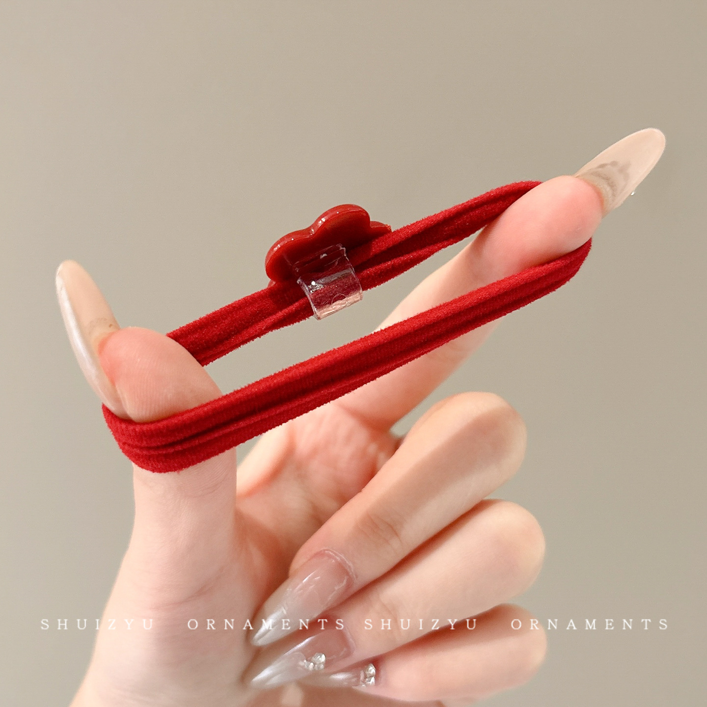 Niños rojos de Año Nuevo cabello de cabello de alta elástica cabello de cabello de cola de caballo de cabello no lastimar correa de cabello tocado