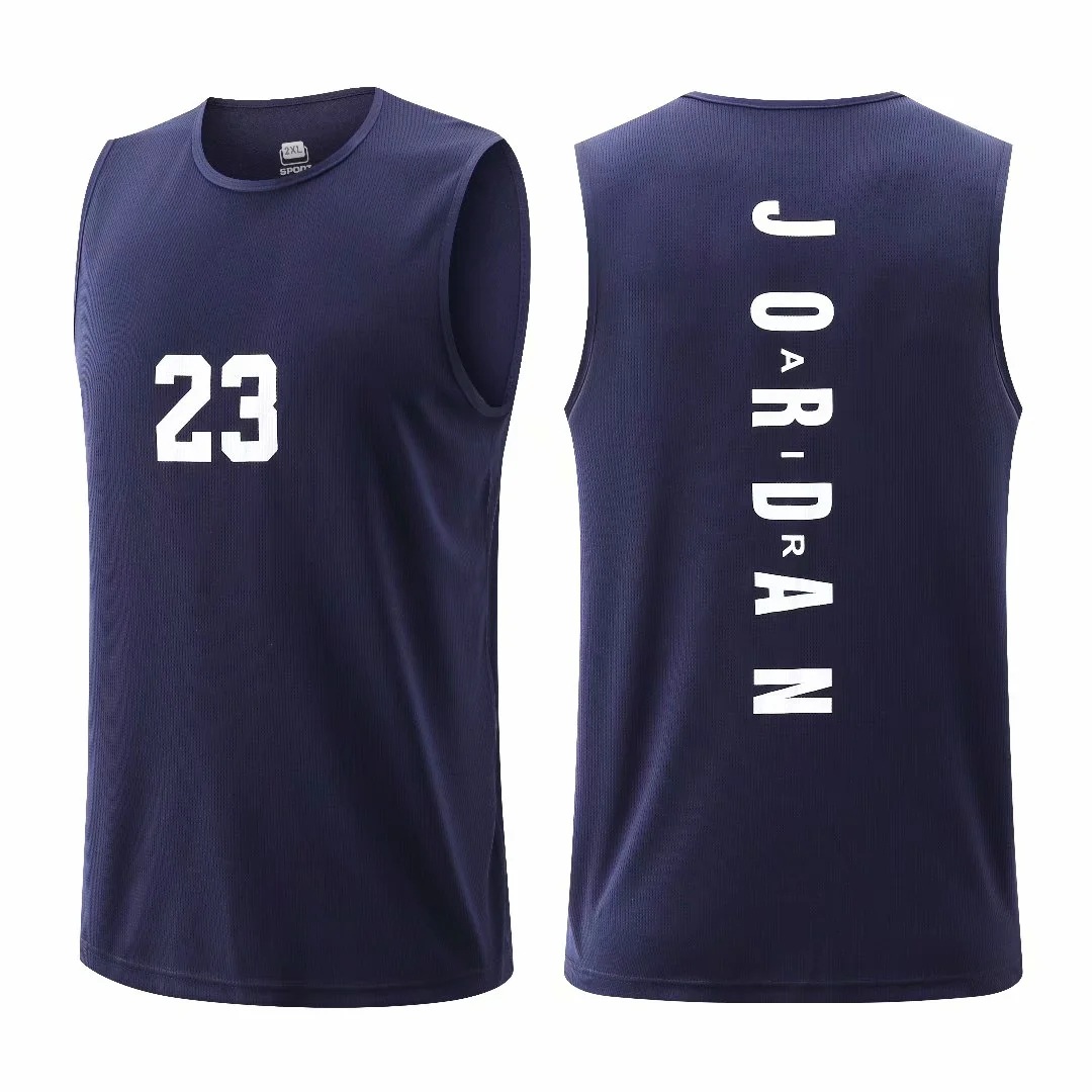 夏季男士无袖休闲运动篮球服背心T恤23号健身跑步服球衣户外上衣