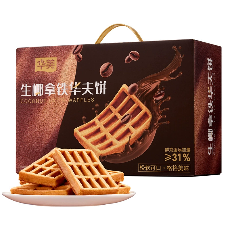華美 Raw Coconut Latte Waffle Whole Box Breakfast Cake Snacks Nutritious Snacks 728g