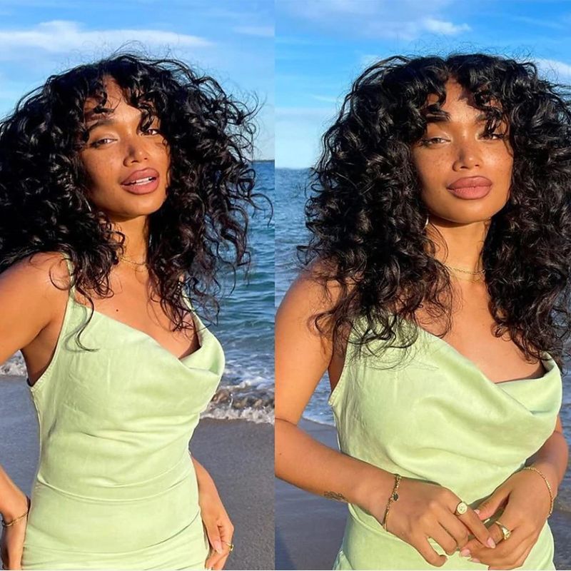 Synthetisch clip-in haar afro krullend pruik voor dames_voghion.com