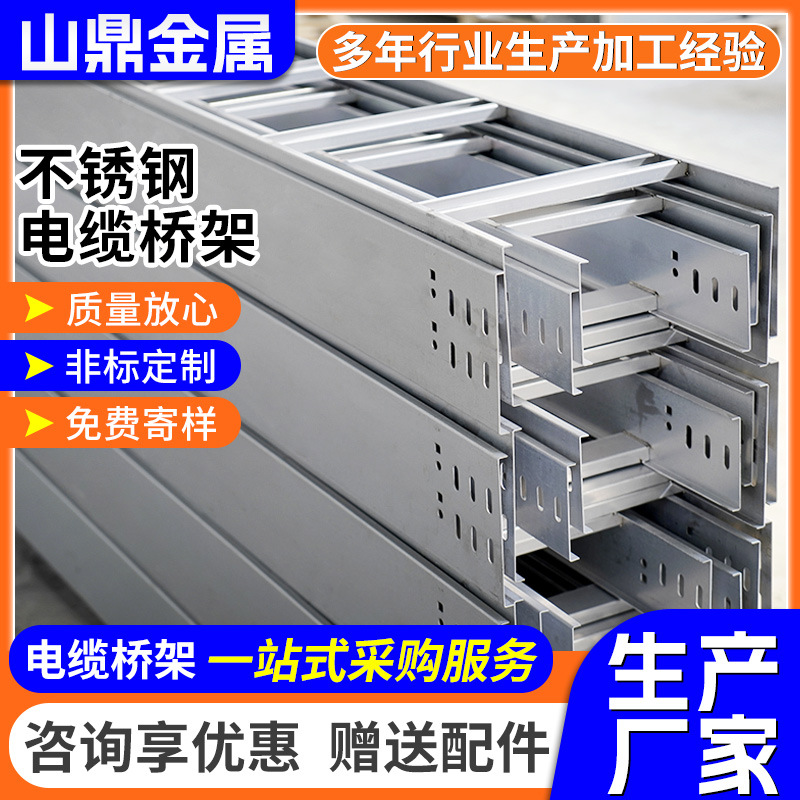 厂家批发201不锈钢电缆桥架100*100梯式桥架污水处理厂钢制桥架