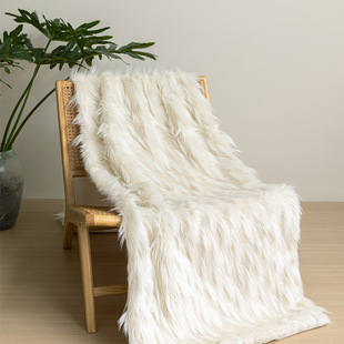 High-end Model Room Blanket Rice White Highlight Imitation Fur Blanket Sofa Blanket Hotel Bed Flag Decorative Blanket Bed End Blanket