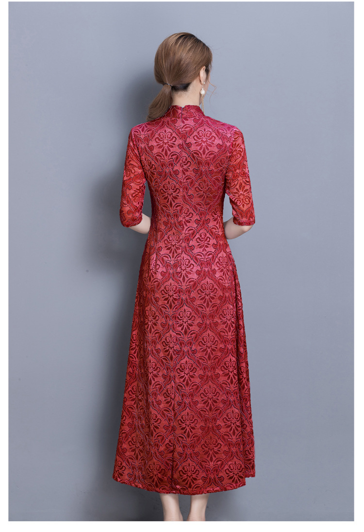 2020春季中长款大码遮肚中国风裙子秋装新式改良旗