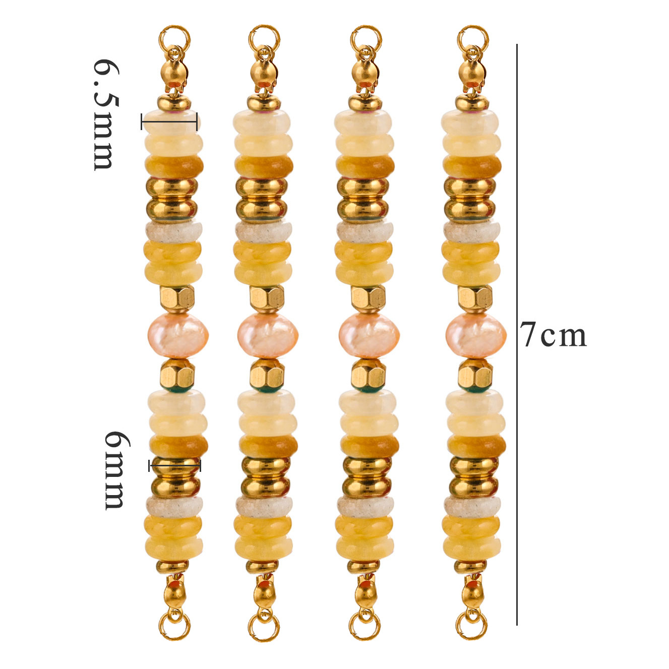 Perlas de piedra natural con cuentas de bricolaje de acero inoxidable, joyería al por mayor de color retro de nicho europeo y americano, colgante de doble orificio