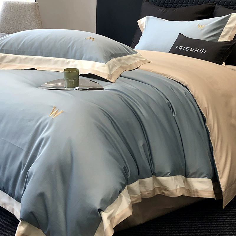 2025 новый легкий и роскошный 200 шт двойной хлопчатобумажный набор из четырех частей сплошной цвет длинный бархатный хлопок набор из четырех частей голый спящий высокого класса оптом