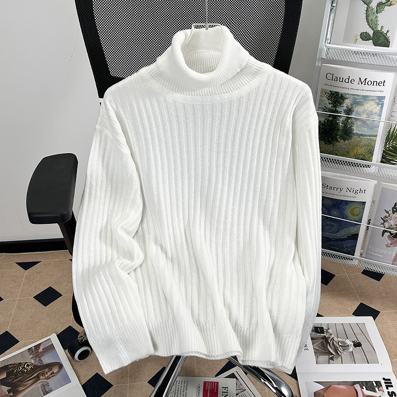 Winter Men's Turtleneck Sweater Fashionable Slim-Fit Thickened Base Sweater Youth Long Collar Solid Color Twist Sweater for Men