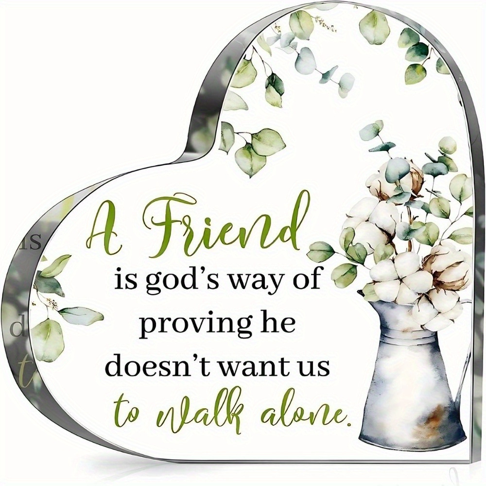 1PC 励志压克力心形牌匾 - 送给朋友的礼物