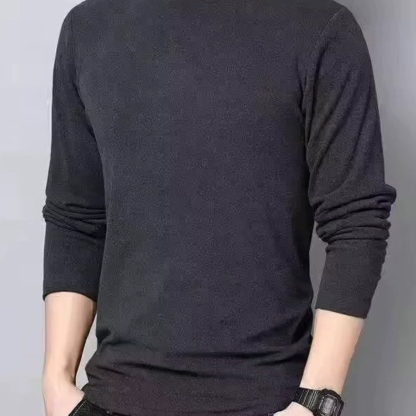 Осенне-зимняя немецкая бархатная нижняя рубашка для мужчин, с флисовой подкладкой и полувысоким воротником, из двустороннего бархата, деловая облегающая внутренняя одежда унисекс, оптовая продажа со склада.