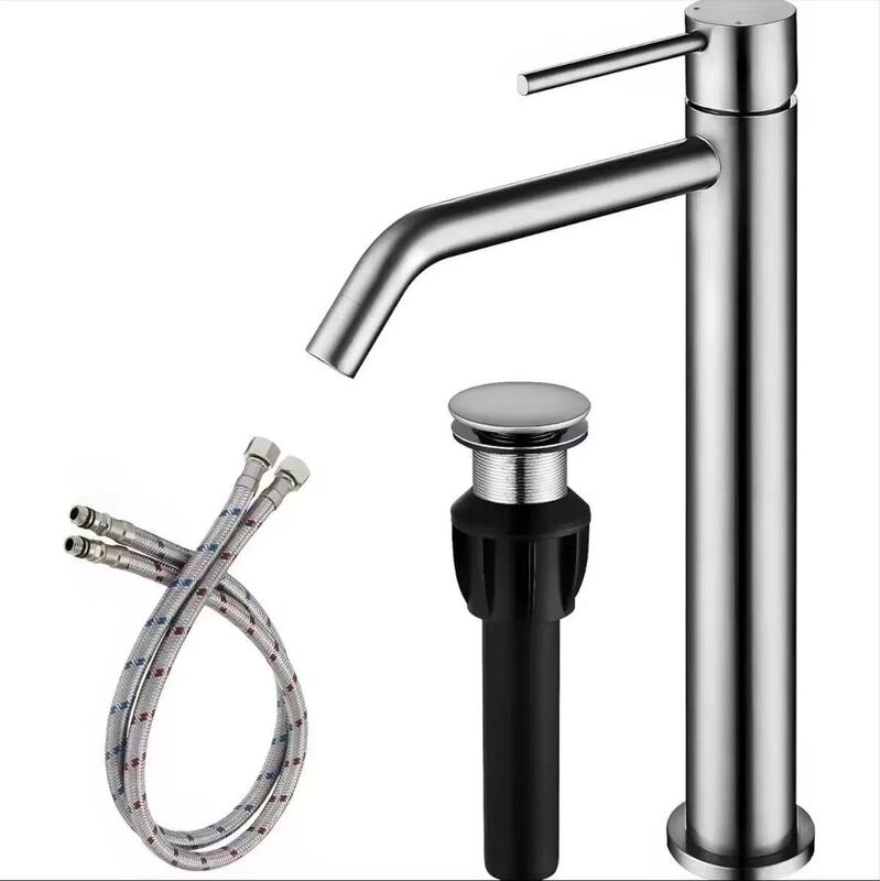 Cross-Border Amazon Household Bathroom Kitchen Rv Hot and Cold Water Faucet Modern Minimalist Elevated Countertop Basin Faucet Cross-Border Amazon Household Bathroom Kitchen Rv Hot and Cold Water Faucet Modern Minimalist Elevated Countertop Basin Faucet