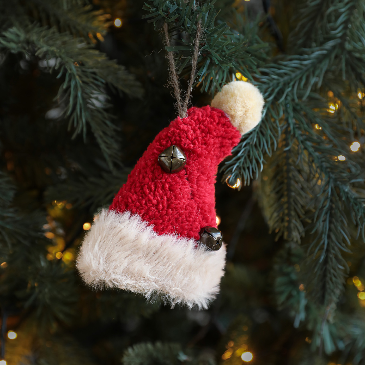 Transfronterizo americano rojo bordado peluche colgante de tela bordado blanco árbol de Navidad colgante estrellas campana muñecas de dibujos animados