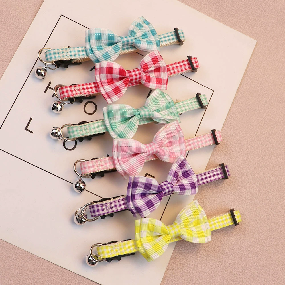 Новый ошейник для домашних животных клетчатый колокольчик с бантом кошка ошейник для собак милый маленький и Средний ошейник для собак трансграничные взрывы