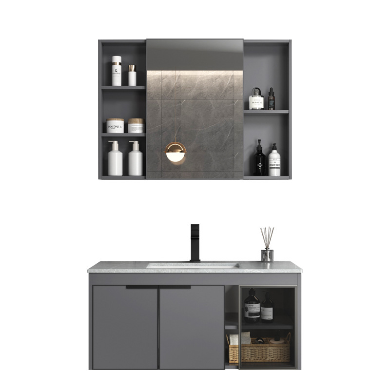 gabinete de baño de aluminio espacio a prueba de humedad combinación simple lavabo cerámica integral lavabo lavabo lavabo