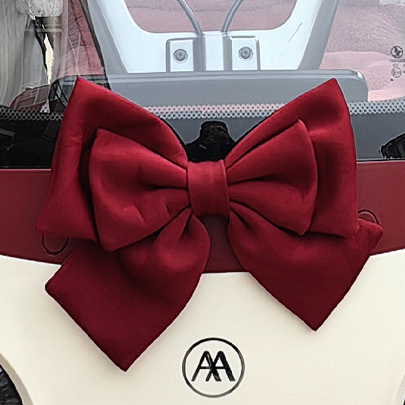 Decoración de coche eléctrico con lazo, asiento trasero, accesorios para casco, red creativa personalizada, decoración de cola de motocicleta de tres ruedas Emma