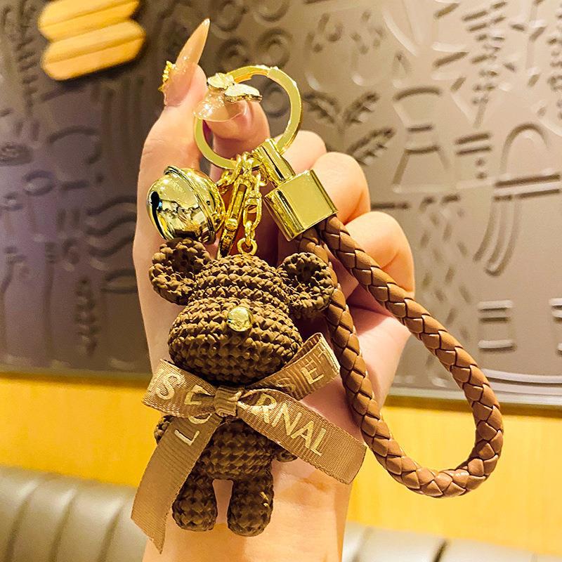 Dibujos animados resina lana oso muñeca coche llavero moda lindo oso muñeca bolsa colgante regalo creativo