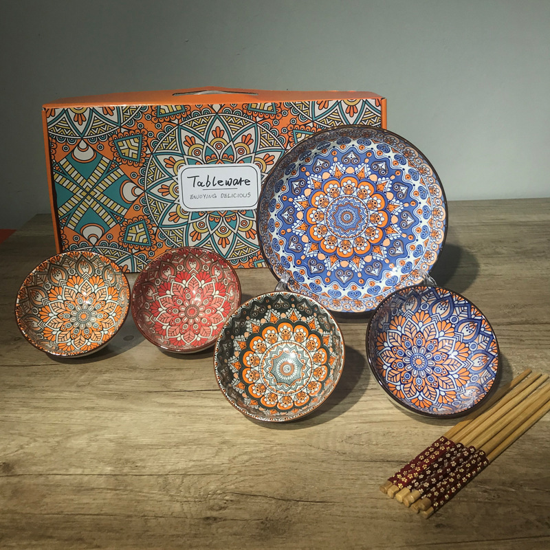 国境を越えたボヘミアン陶磁器ボウルギフトセット青花磁器ボウル食器食器食器広告プロモーションギフトロゴ|undefined