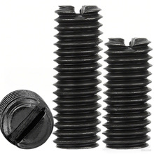 4.8级碳钢黑色一槽字平端机米螺丝开槽紧定螺钉止付顶丝M3M4M5M6