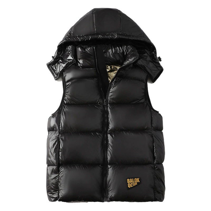 Черный Золотой жилет, мужской зимний стеганый холодостойкий пуховый жилет, Свободное пальто больших размеров, поколение волос