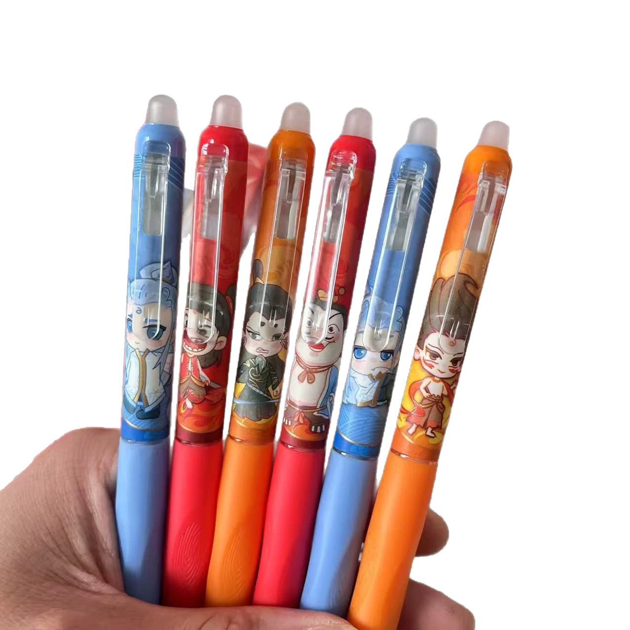 Nezha diablo niño mar borrable azul lápiz neutro creativo estudiantes de la escuela primaria cepillo cómodo rápido seco fricción fácil lápiz de agua