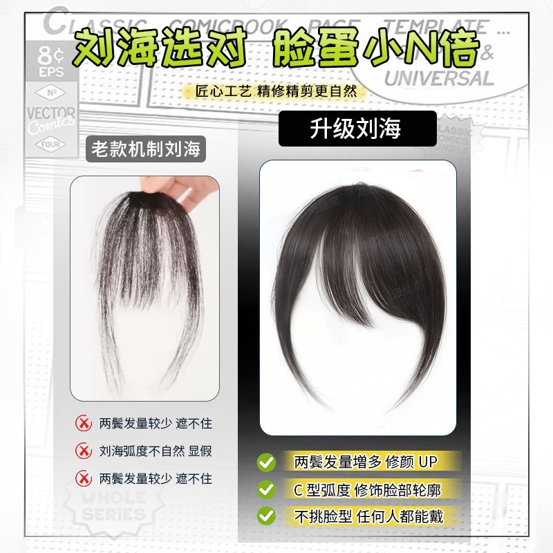 Japanese Anime Side-Swept Bangs Peruk - naturligt hår, samma stil som liten bas, klassisk manga-look för kvinnor