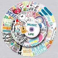 51张我爱音乐涂鸦贴纸个性跨境创意英文装饰手机壳行李箱乐器贴纸