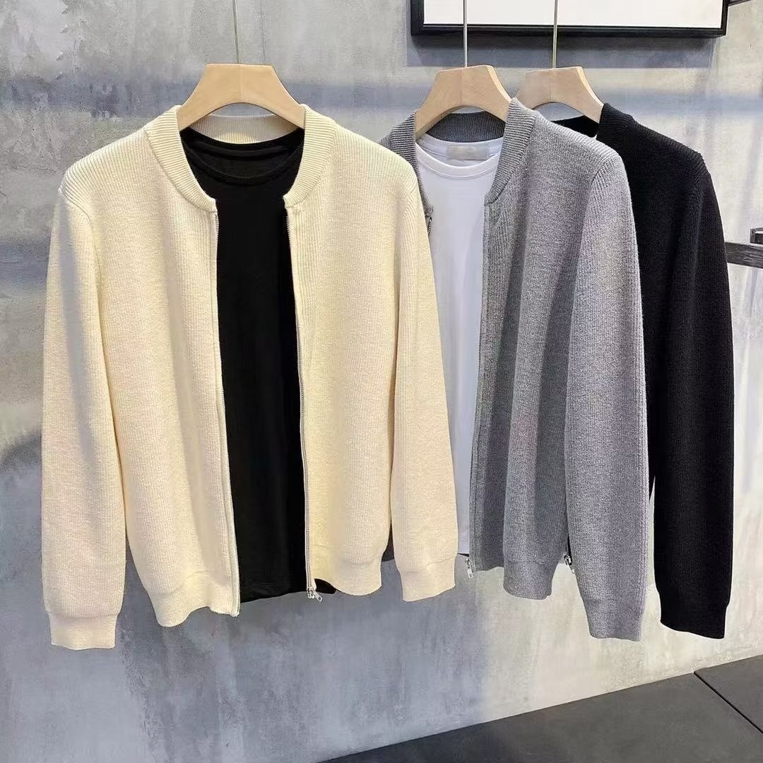 Herren Strickjacke Einfarbig Slim Fit Casual Strickpullover_voghion.com