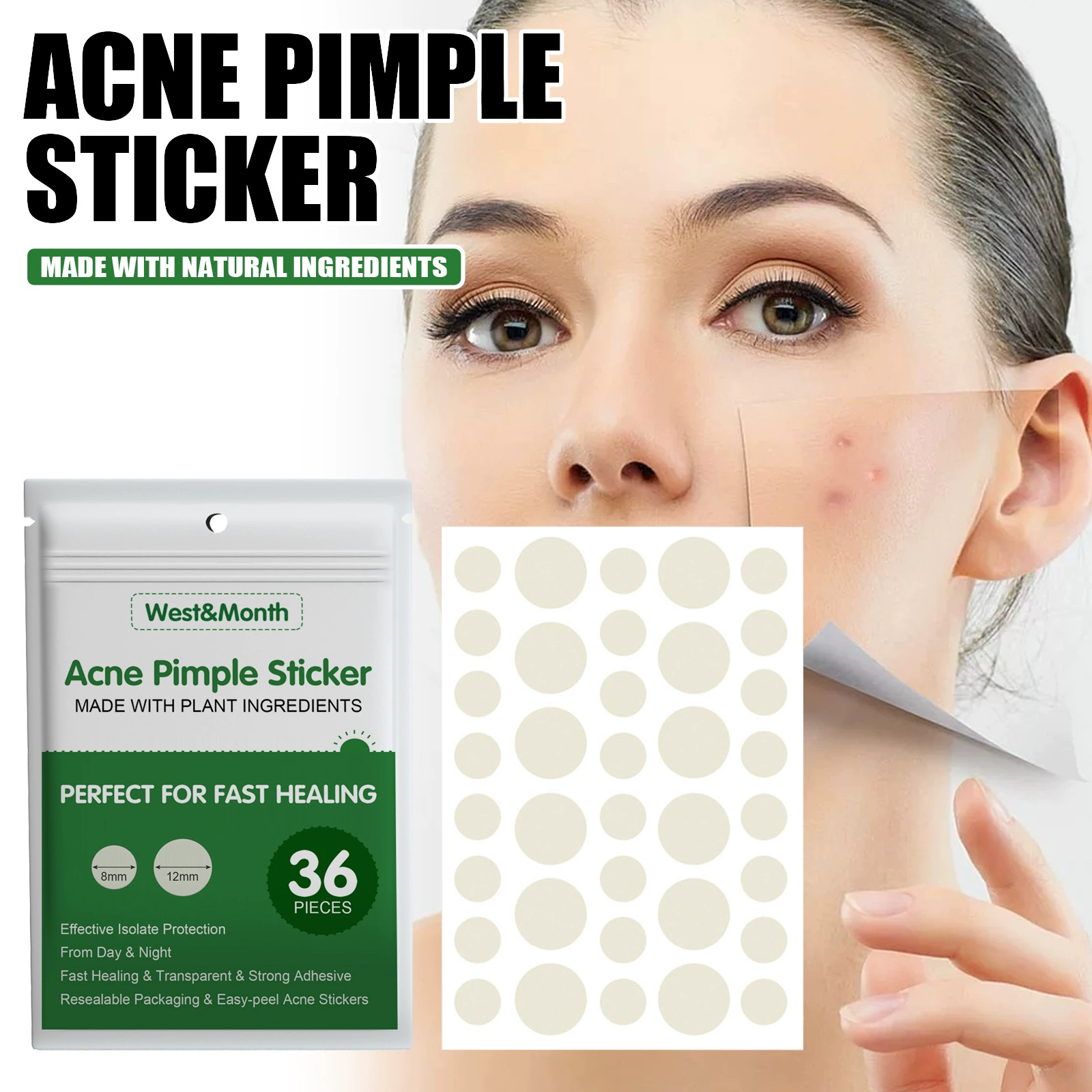 Жидкопоглощающий пластырь от прыщей West&Month, невидимый макияж, уход за искусственной кожей, эфирное масло, водостойкий консилер, дышащий пластырь от прыщей