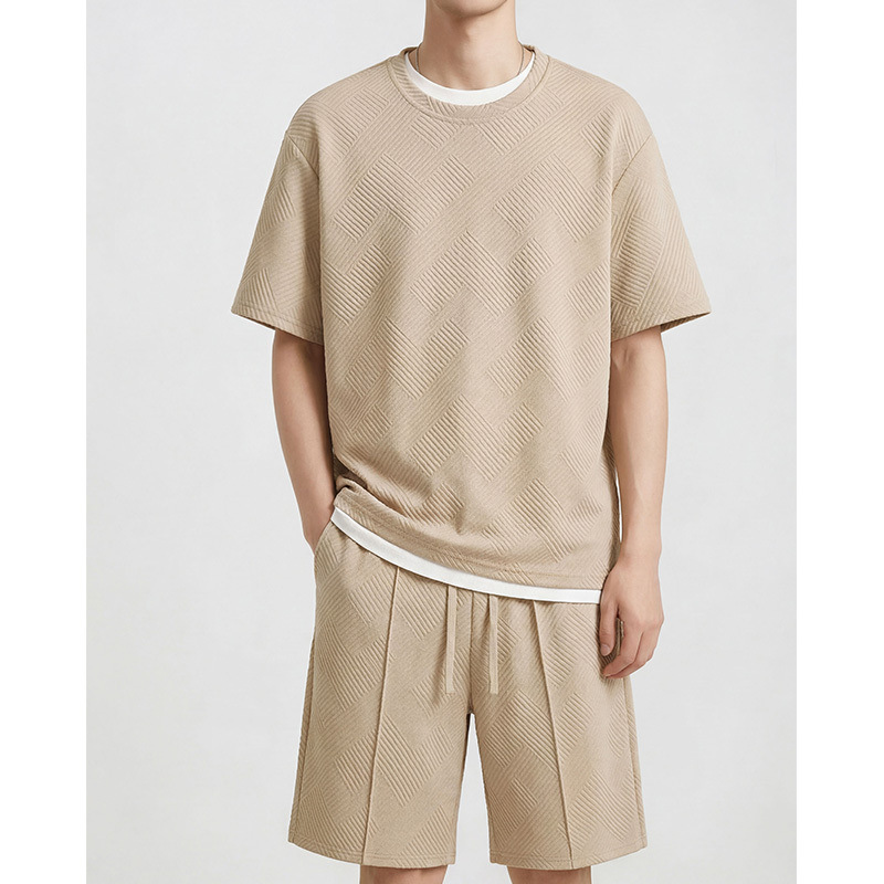 2026 Summer Cross-Border Amazon 3D Summer Casual Men's Sports Thin Crew Neck T-Shirt Short Sleeve Set