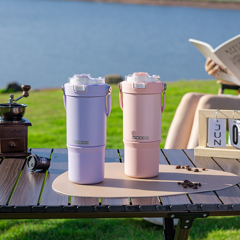 便攜隨手不鏽鋼保溫杯女生辦公室隨手冰霸水壺戶外車載吸管情侶杯