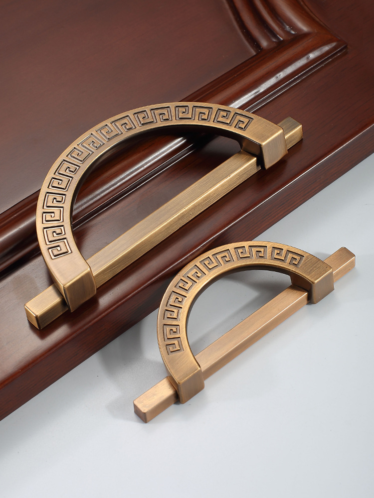 新中式櫃門拉手仿古實木櫥櫃門把手手柄抽屜拉手中式柜子把手對裝