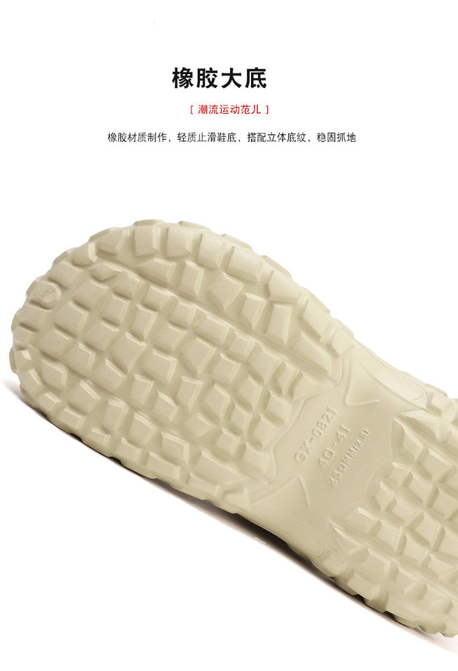 Dép sandal nam bít mũi đế lốp kiểu lỗ thoáng khí, đi biển và sinh hoạt hè — màu kaki, trắng, xám, đen chi tiết 6