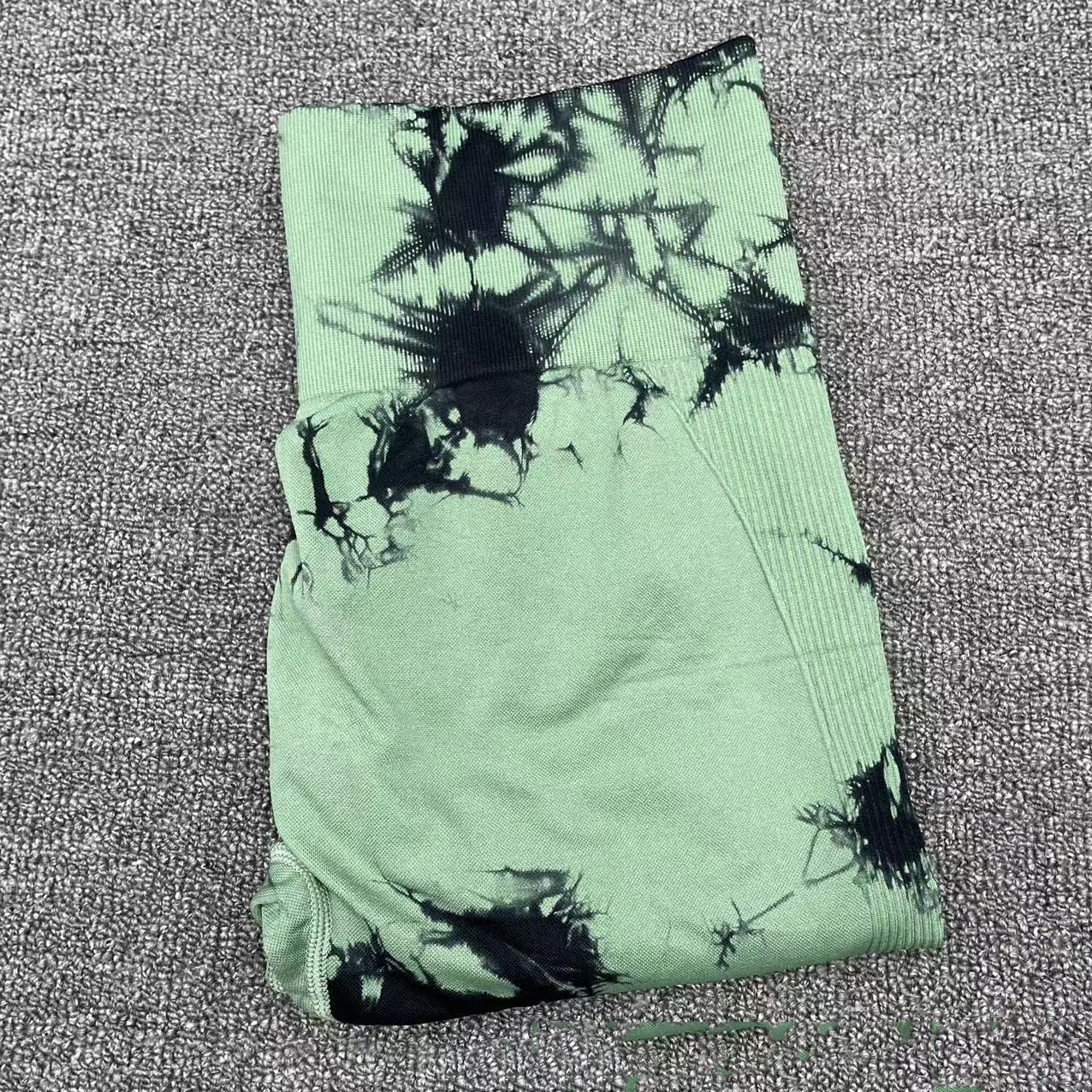 Tie Dye High-Waisted Women's Yoga Pants Breathable Sweat-Wicking Peach Fitness Cropped Sports Tights_desvips.com
