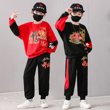 男童秋装2024新款男孩休闲外出民族风套头衫卫衣运动中大童二件套