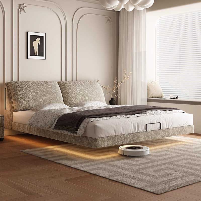 Chenille Elephant Ear Design, Simple Multi-Level Adjustable, Removable and Washable Backrest, Night Light, Master Bedroom Double Bed with Three Drawers