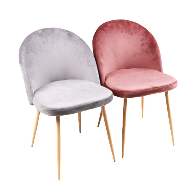 Silla de comedor de tela de peluche transfronteriza moderna simple y cómoda silla de comedor de lujo ligera y alta sensación