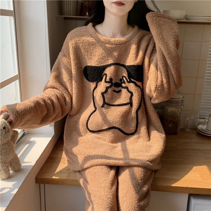 Transfronteriza Vietnam al por mayor otoño invierno pijamas franela espesa dulce caricatura calentamiento manga larga ropa para el hogar