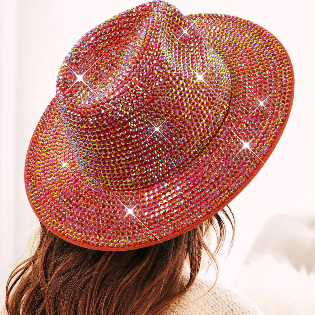 Diamante transfronterizo sombrero de vaquero rhinestone brillante láser sombrero fiesta de baile rendimiento diamante sombrero de jazz