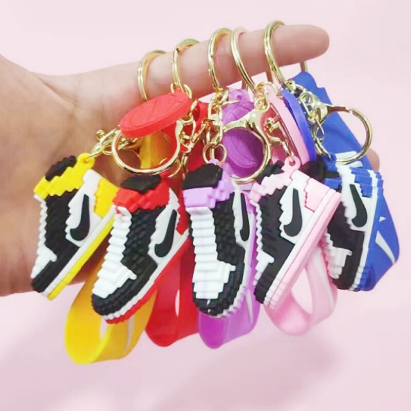 Internet Celebrity AJ Sneakers Keychain Building Block Nike Shoes Car Key Pendant Student Schoolbag Keychain Bag Pendant