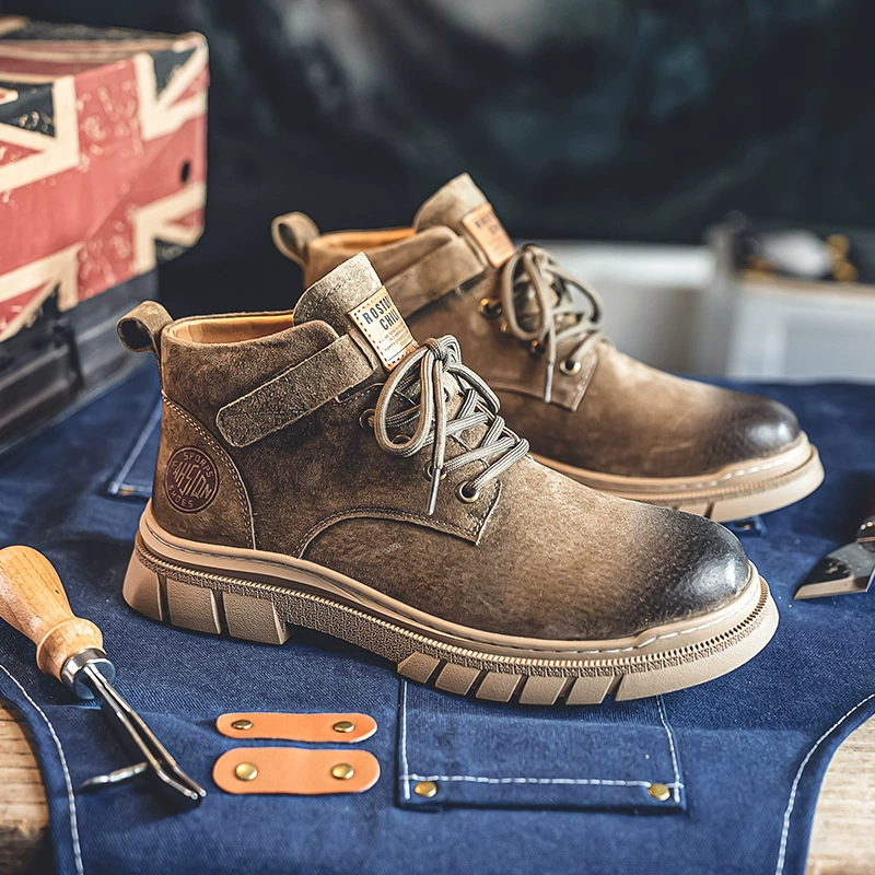 Осенне-зимние Ботинки Martin из натуральной кожи Мужские осенне-зимние новые высококачественные ботинки из ревеня 2023 года Ботинки на толстой подошве в британском стиле в стиле ретро