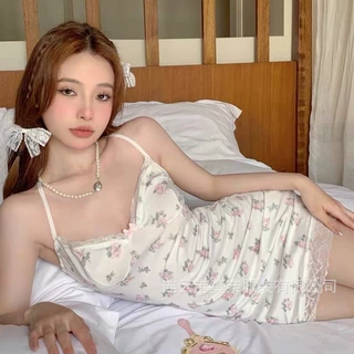 情趣内衣纯欲碎花吊带裙大码蕾丝睡裙可外出床上挑逗诱惑睡衣仙女