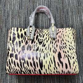 CL andgz豹纹铆钉红底手提包女士购物袋时尚子母包女单肩包水桶包