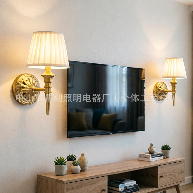 Amazon Wireless Battery-Powered Fabric-Covered Hotel and Guesthouse Corridor Bedroom Bedside Wall Lamp with Remote Control and Timer